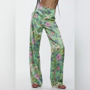NWOT Zara Green Satin Pants